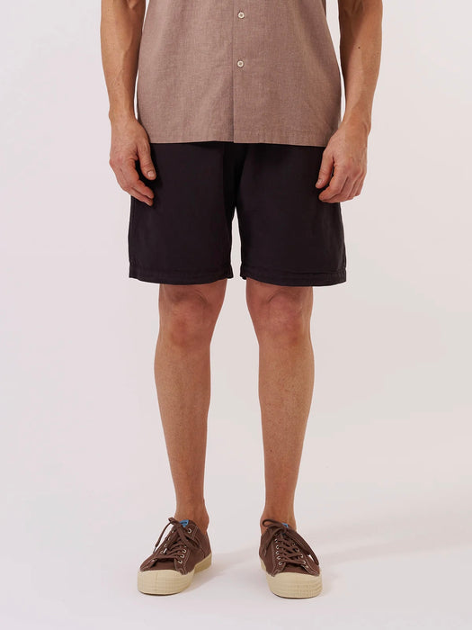 Universal Works Simple Short in Liquorice Linen Mix
