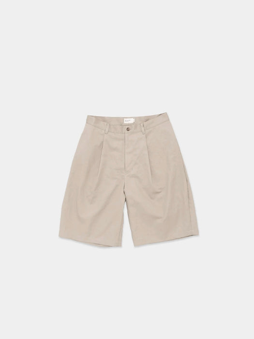 Still By Hand Wide Shorts in Taupe Linen Mix