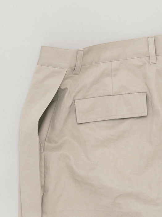 Still By Hand Wide Shorts in Taupe Linen Mix