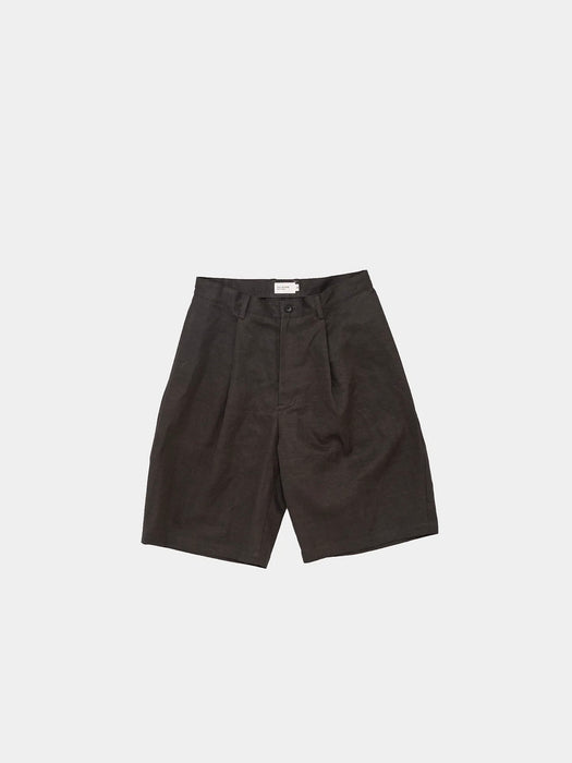 Still By Hand Wide Shorts in Charcoal Linen Mix