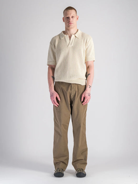 Parages Mesh Knitted Polo in Beige