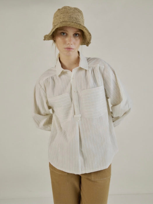 Sideline Amelie Shirt in Soft Yellow Stripes