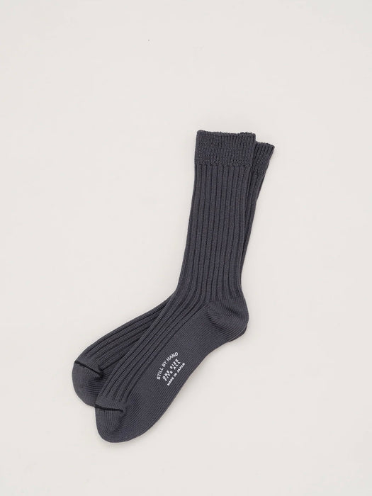 Still By Hand Cotton Socks in Blue Charcoal