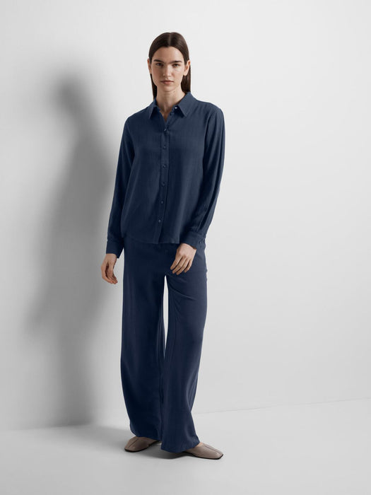 Selected Femme Gulia Long Linen Pant  in Dark Sapphire
