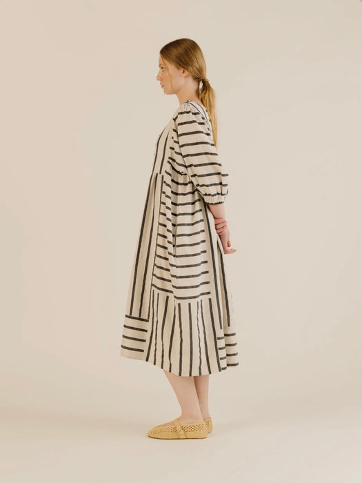 Sideline Betsy Dress in Off White Stripes