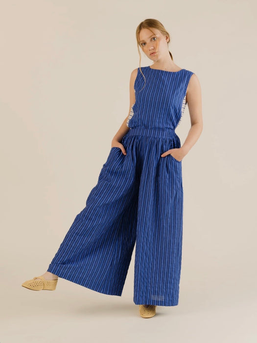 Sideline Anna Trousers in Cobalt Stripes