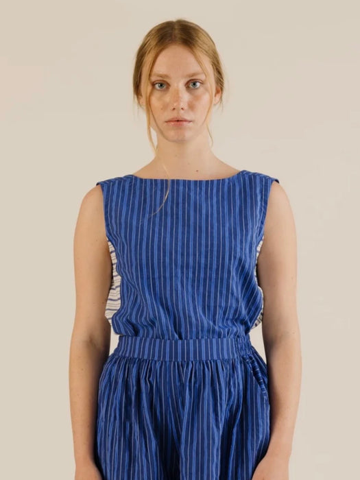 Sideline Wake Top in Cobalt Stripes