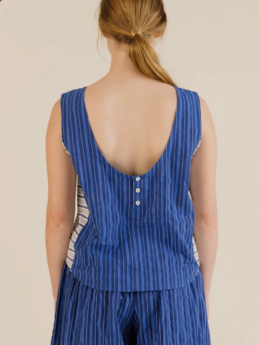 Sideline Wake Top in Cobalt Stripes