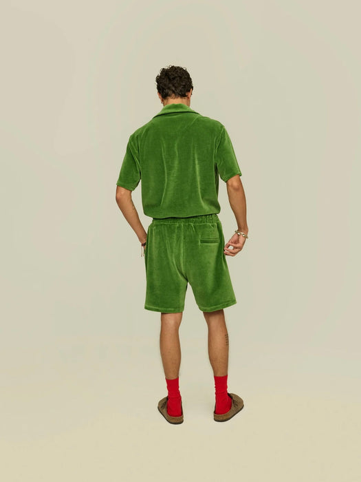 OAS Velour Shorts in Penny Green
