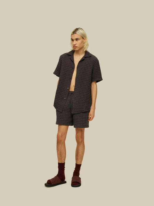 OAS Porto Waffle Shorts in Nearly Black