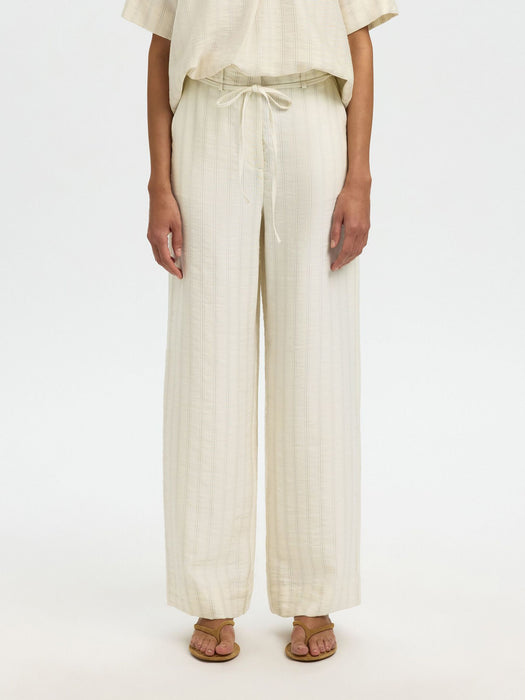 Selected Womens Johanne HW Pant in Egret Stripe