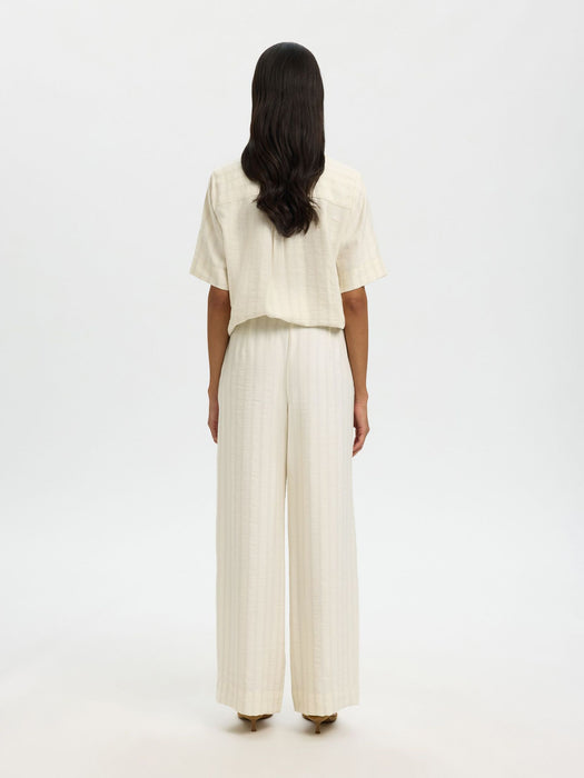 Selected Womens Johanne HW Pant in Egret Stripe