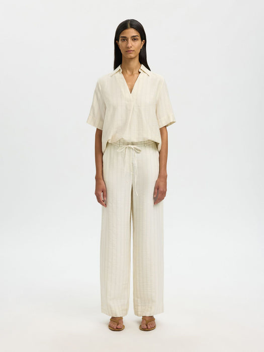 Selected Womens Marie Top in Egret Stripe