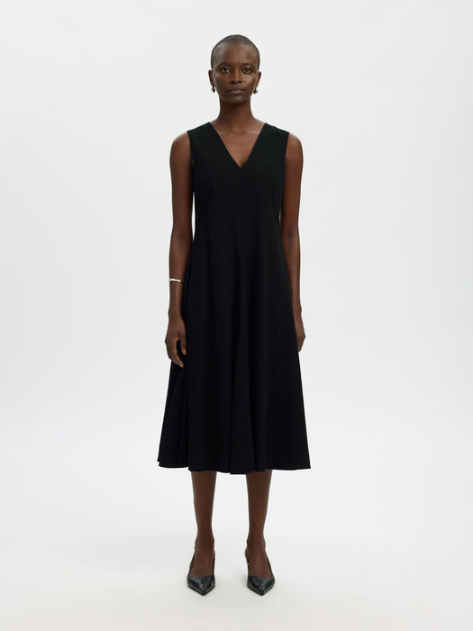 Selected Womens Luisa Sleeveless Dress in Black Linen