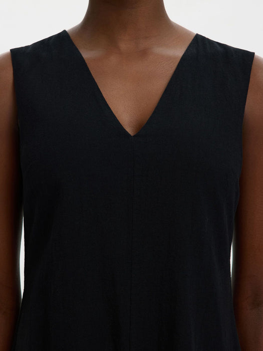 Selected Womens Luisa Sleeveless Dress in Black Linen
