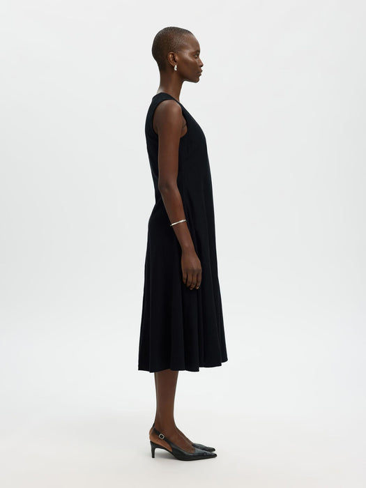 Selected Womens Luisa Sleeveless Dress in Black Linen