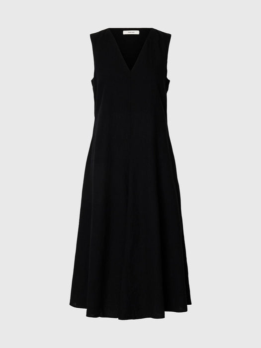 Selected Womens Luisa Sleeveless Dress in Black Linen