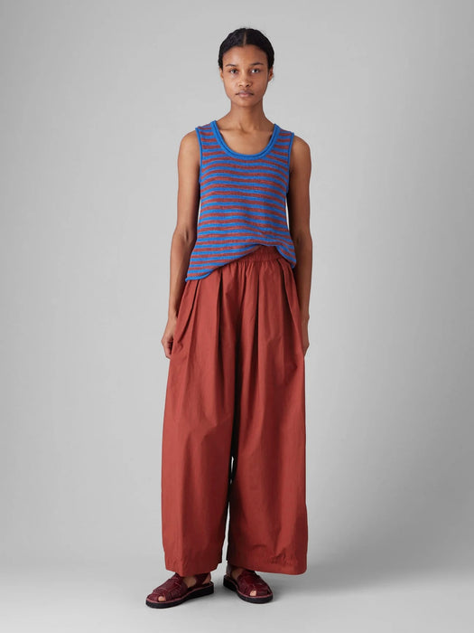 Toast Pleated Poplin Pull-on Trousers in Brick