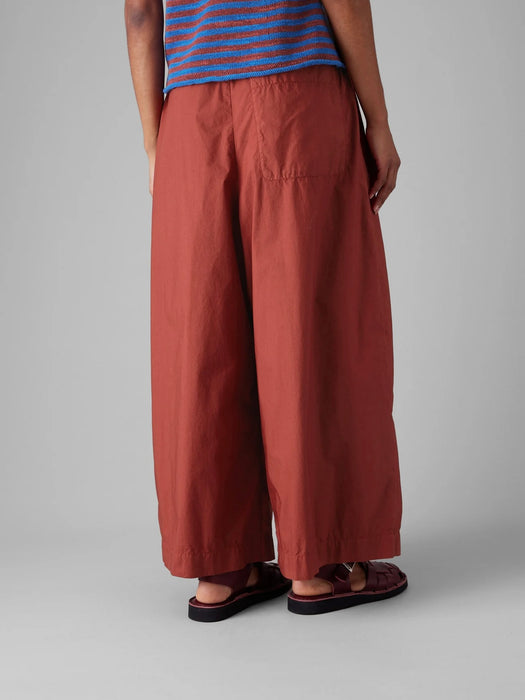 Toast Pleated Poplin Pull-on Trousers in Brick