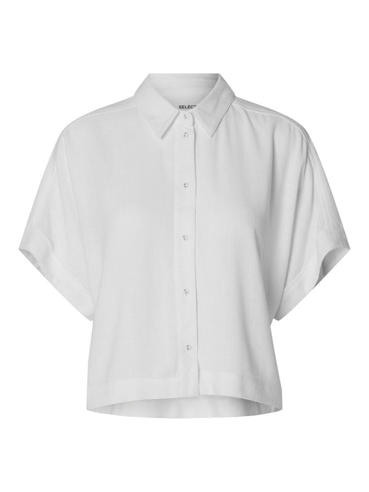 Selected Femme Viva Cropped Shirt in Snow White