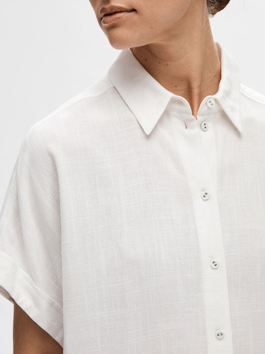 Selected Femme Viva Cropped Shirt in Snow White