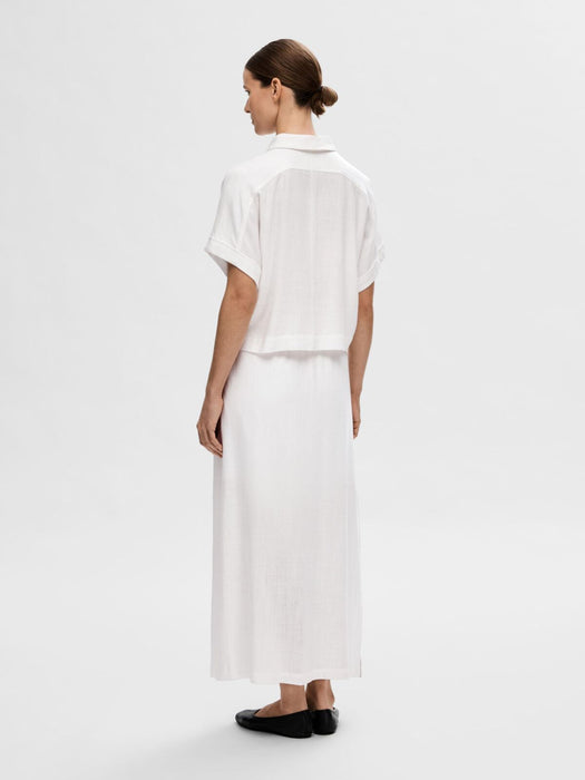 Selected Femme Viva Cropped Shirt in Snow White