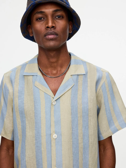 OAS Cuba Linen Shirt in Mist Strata