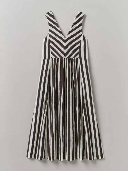 Toast Wave Block Print Dress in Ecru / Chocolate
