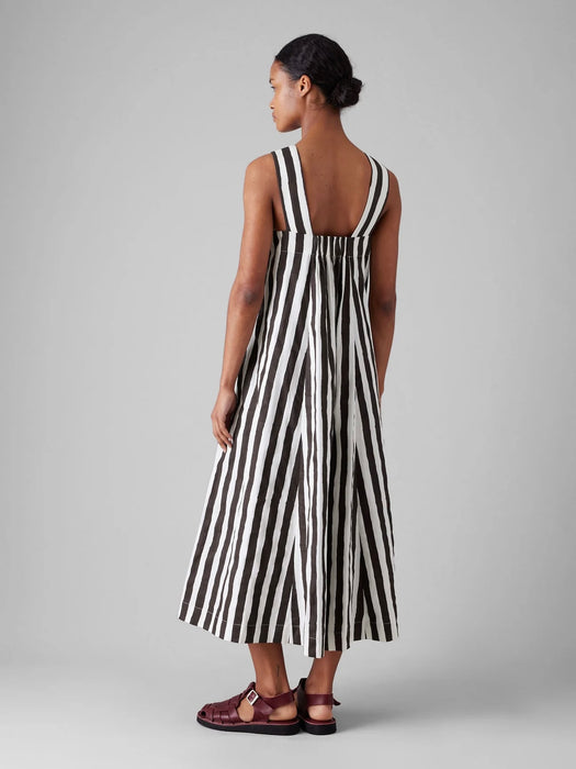 Toast Wave Block Print Dress in Ecru / Chocolate