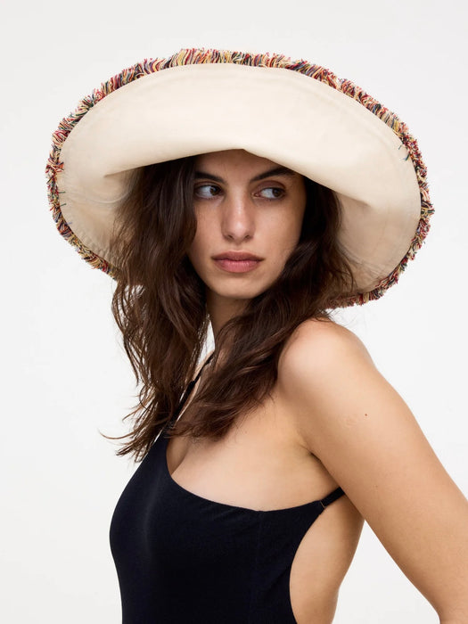OAS Women Irregular Brim Hat in Ecru Canvas