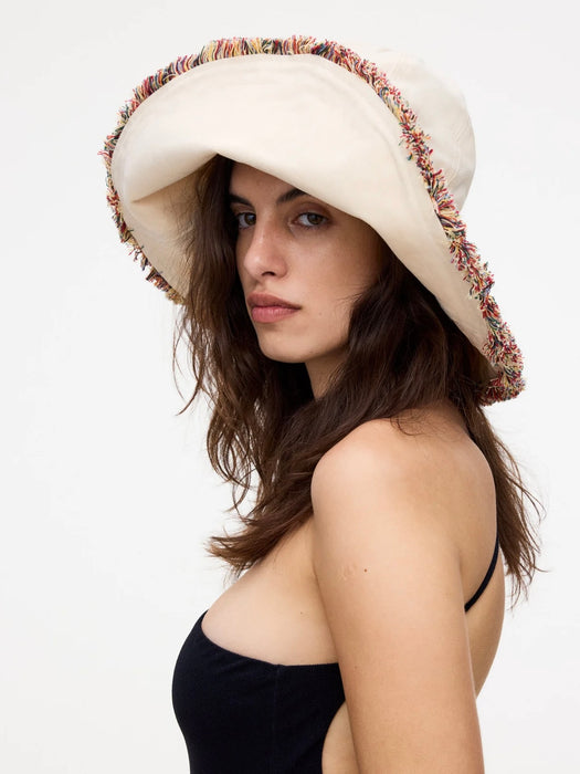 OAS Women Irregular Brim Hat in Ecru Canvas
