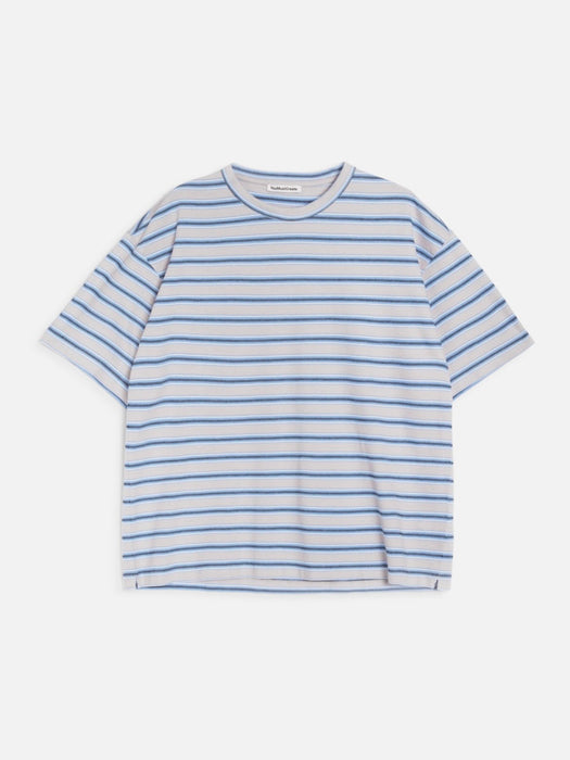 YMC Men Triple Rapport Stripe T-Shirt in Blue Multi