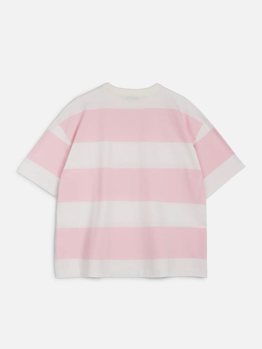 YMC Women Triple Stripe T-Shirt in Pink / White