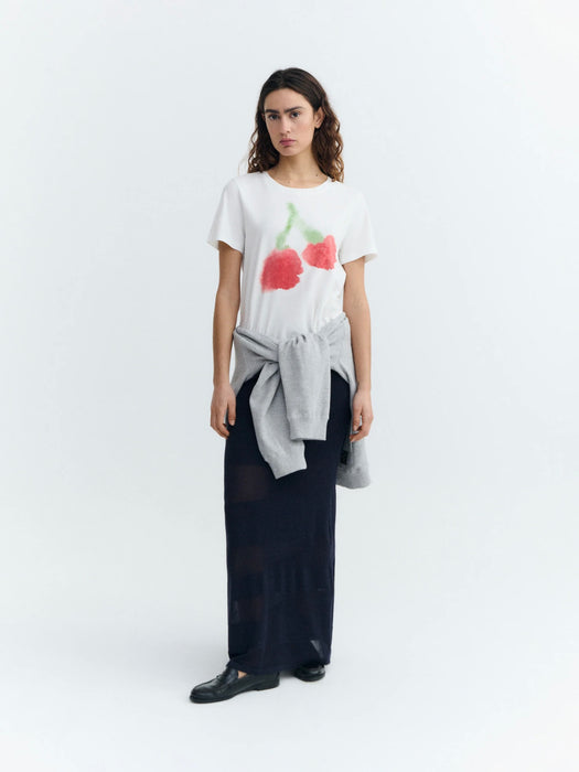 Thinking Mu Blurry Cherry Ida T-Shirt in White