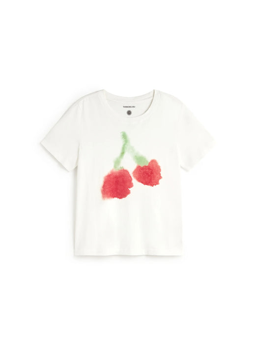 Thinking Mu Blurry Cherry Ida T-Shirt in White