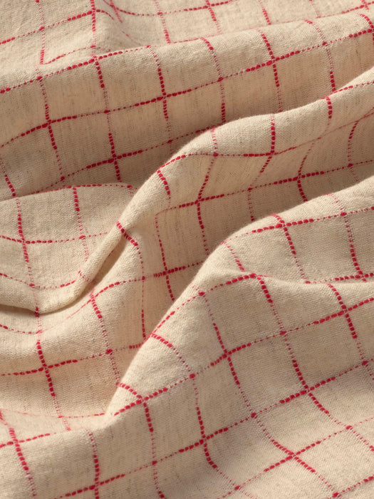 Thinking Mu Ane Blouse in Lattice Red & Ecru