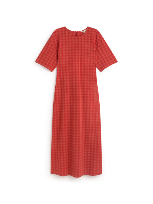 Thinking Mu Kina Dress in Seersucker Red Checks