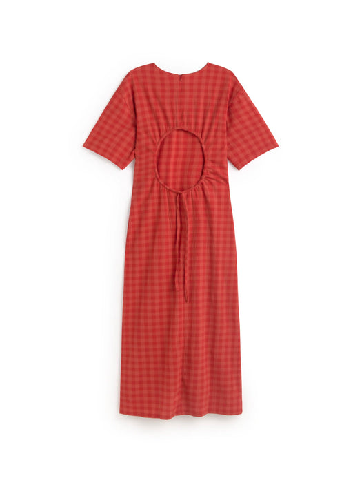 Thinking Mu Kina Dress in Seersucker Red Checks