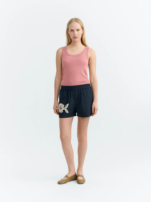 Thinking Mu Geraldine Shorts in Fish Patch Blue