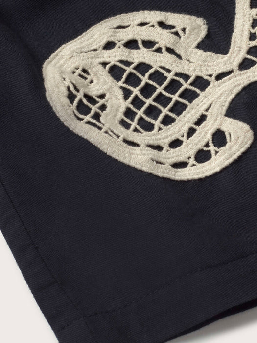 Thinking Mu Geraldine Shorts in Fish Patch Blue