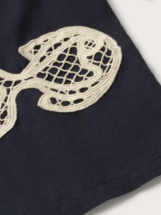 Thinking Mu Ane Blouse in Fish Patch Blue