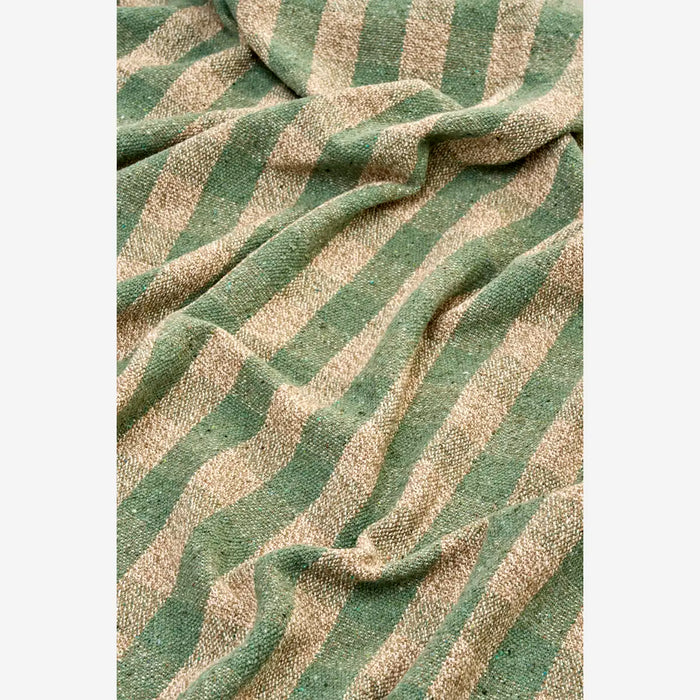 Recycled Cotton Throw in Green, Beige Check