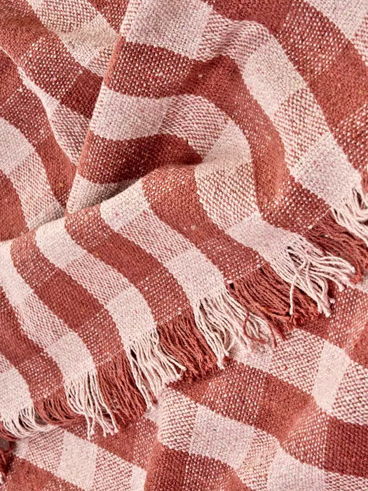 Recycled Cotton Throw in Rose & Pink Check