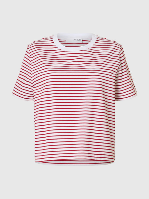 Selected Femme Boxy Tee in Red Stripes