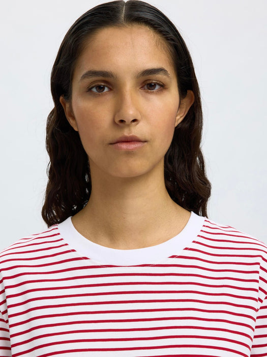 Selected Femme Boxy Tee in Red Stripes