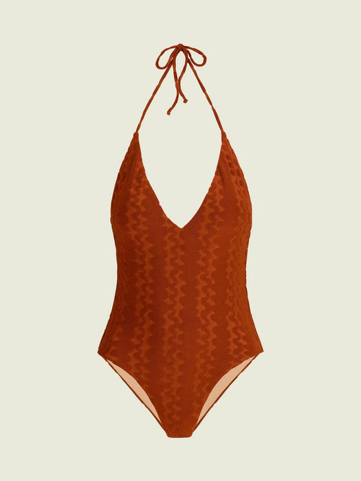 OAS Women Lido Bathing Suit in Terracotta Scribble