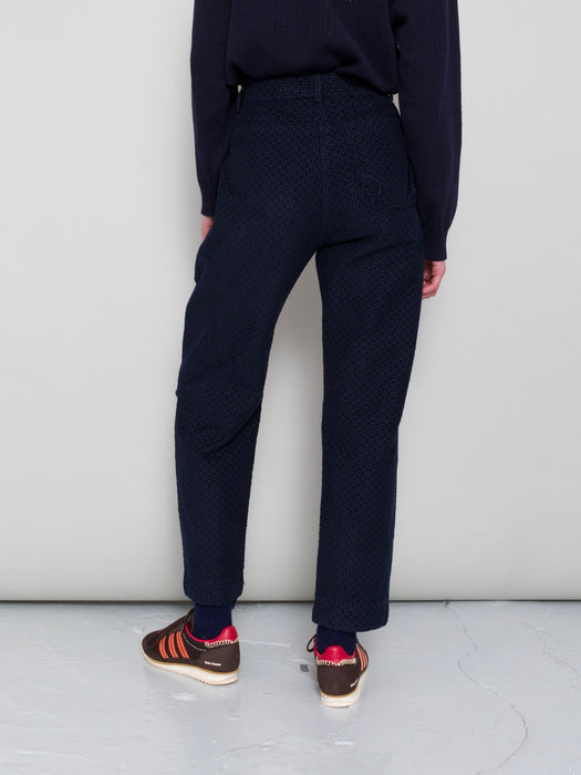 Folk Women Barrel Trousers in Navy Textured Cord