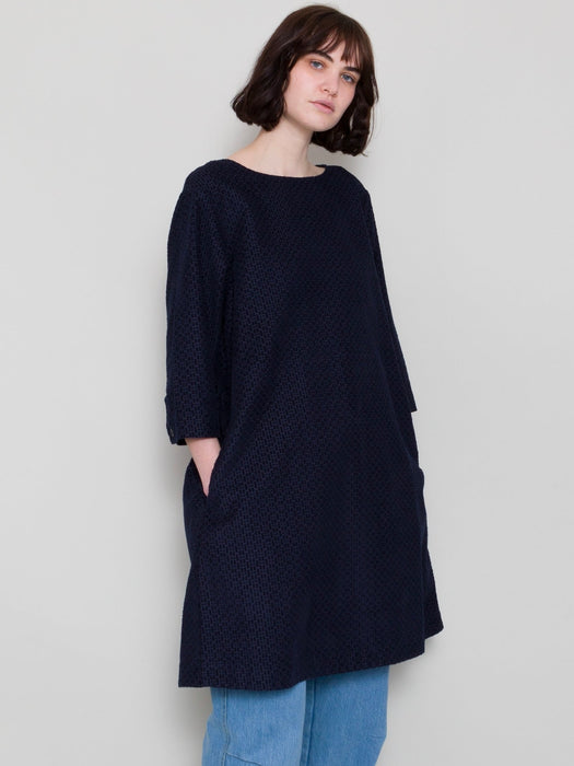 Folk Women Joana Day Dress in Navy Textured Cord