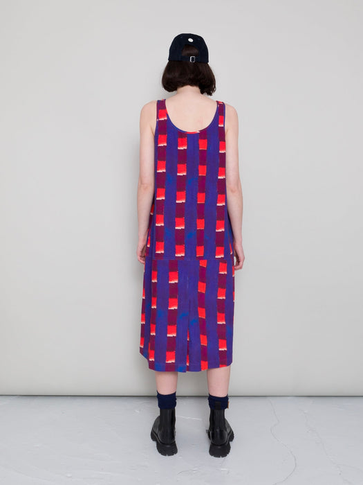 Folk Women Slip Dress in Painted Gingham Canvas