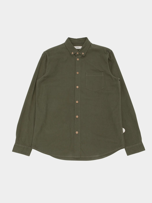 Folk Relaxed Fit Shirt in Dark Sage Flannel